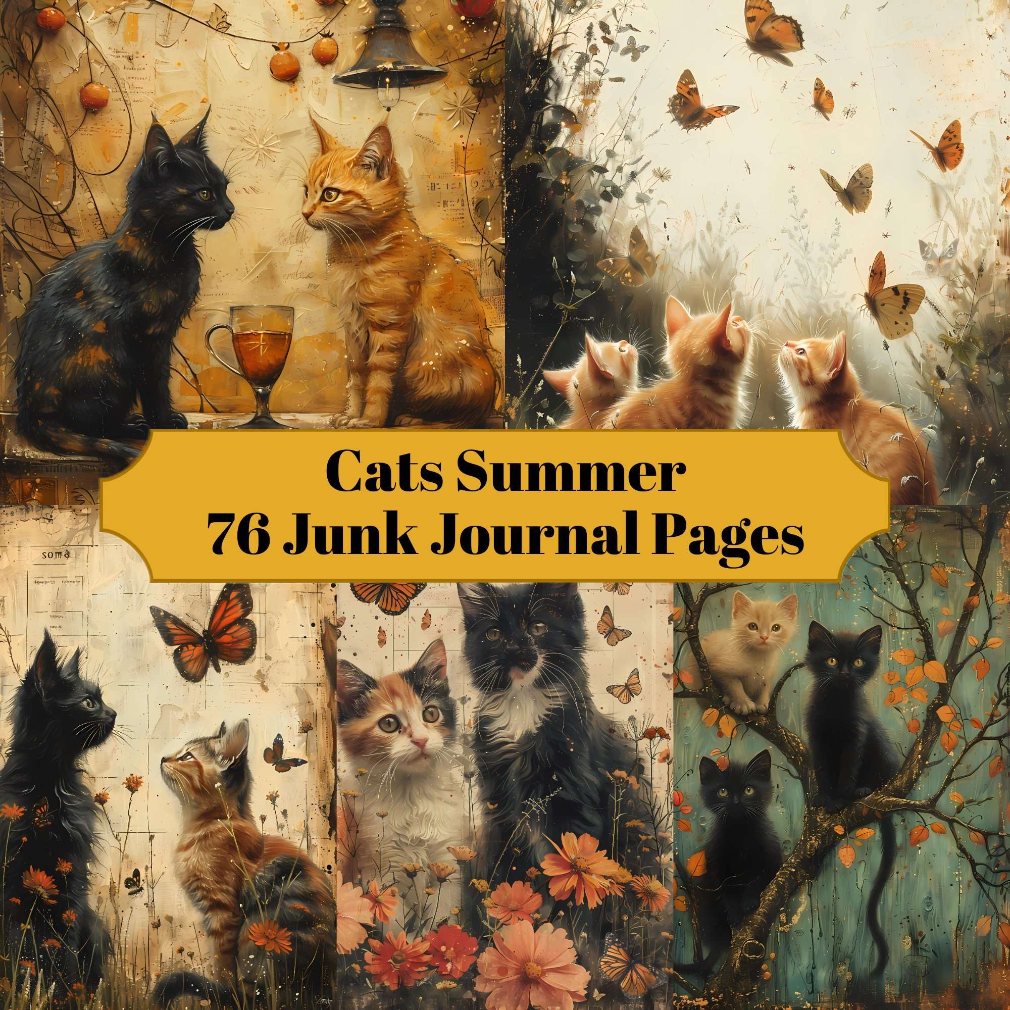 Cats Summer Junk Journal Pages