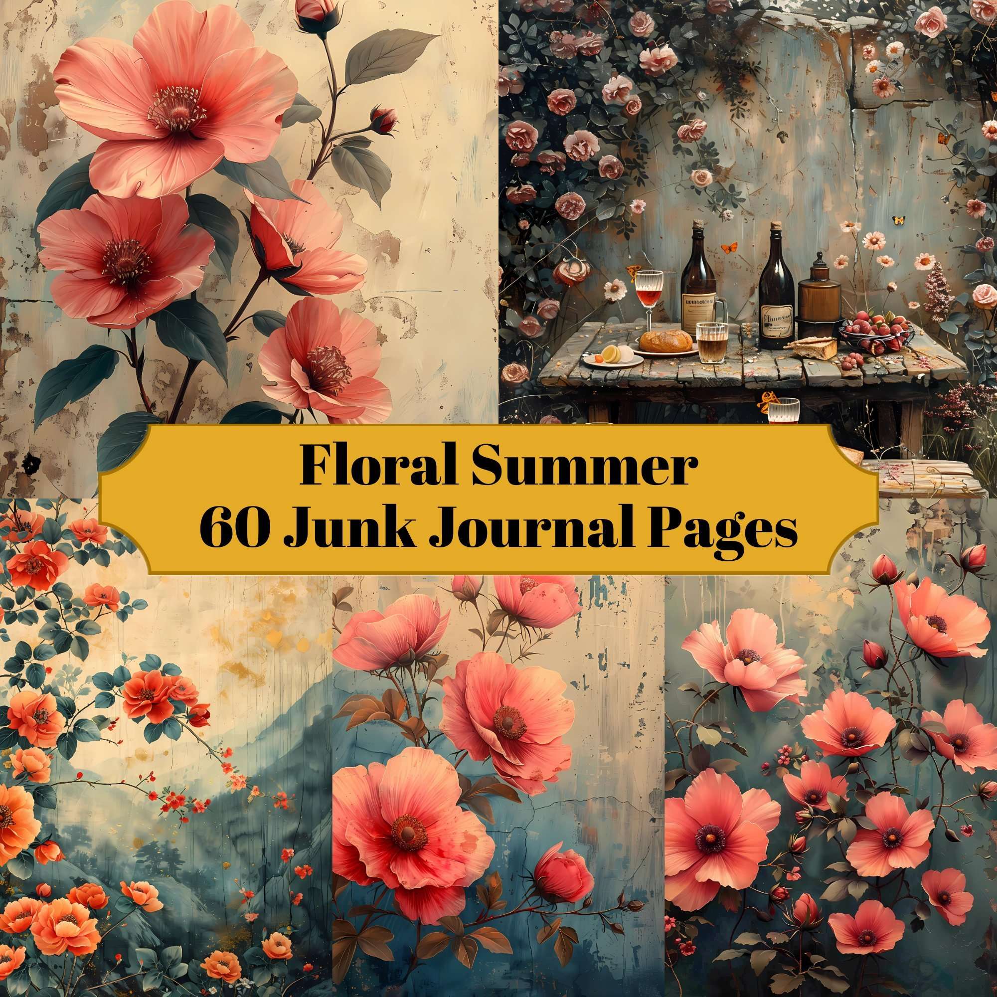 Floral Summer Junk Journal Pages