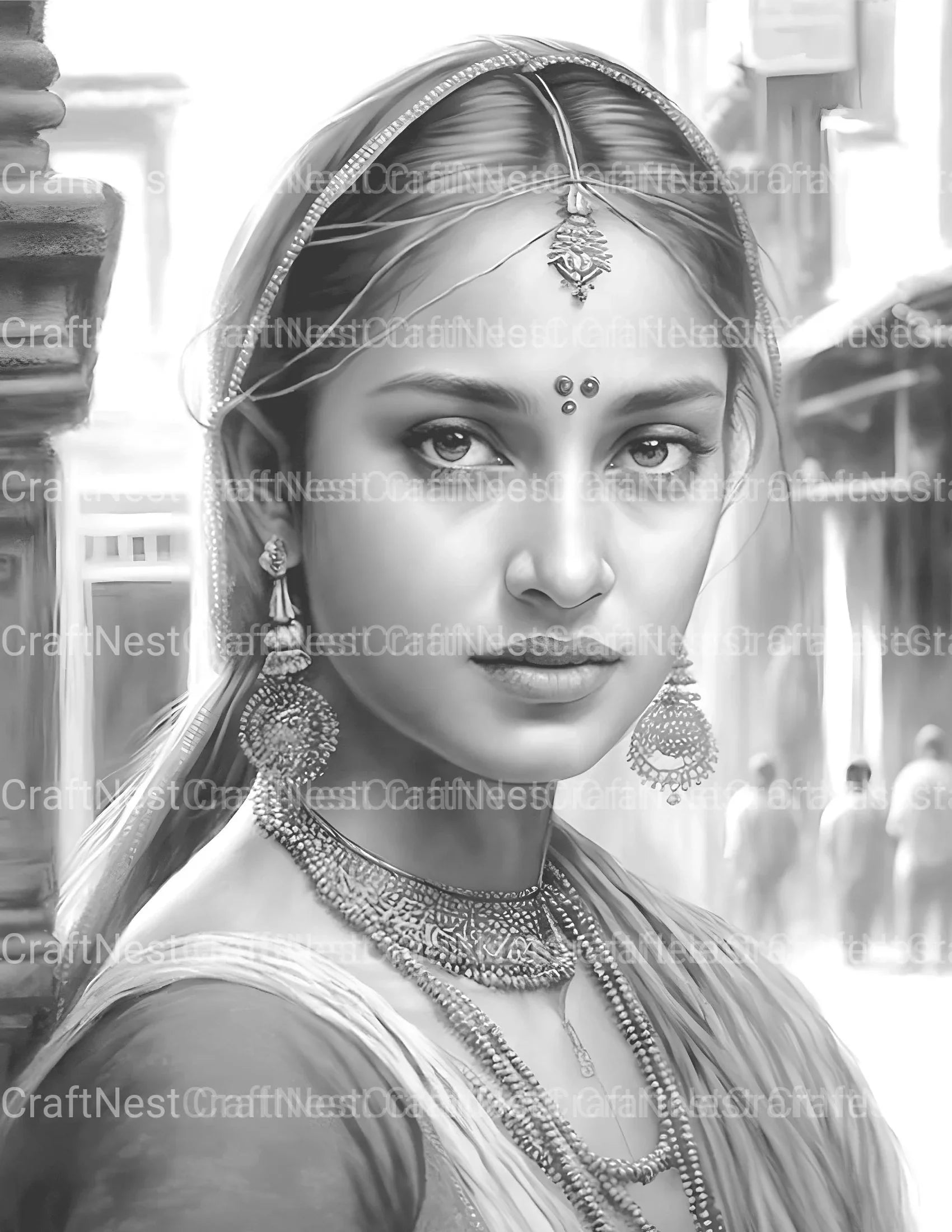 Indian Woman Coloring Book - CraftNest - Digital Crafting and Art