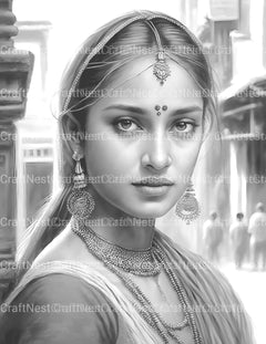 Indian Woman Coloring Book - CraftNest - Digital Crafting and Art