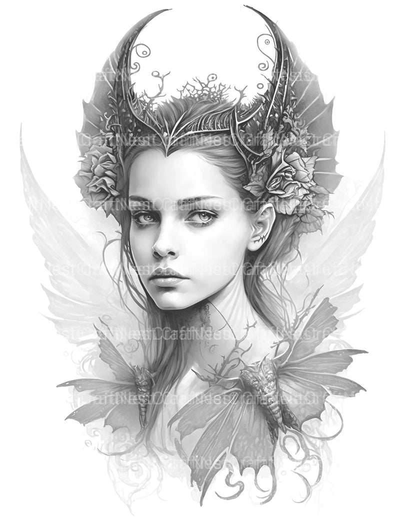 Dark Gothic Fairies Coloring Book - CraftNest - Digital Crafting and Art