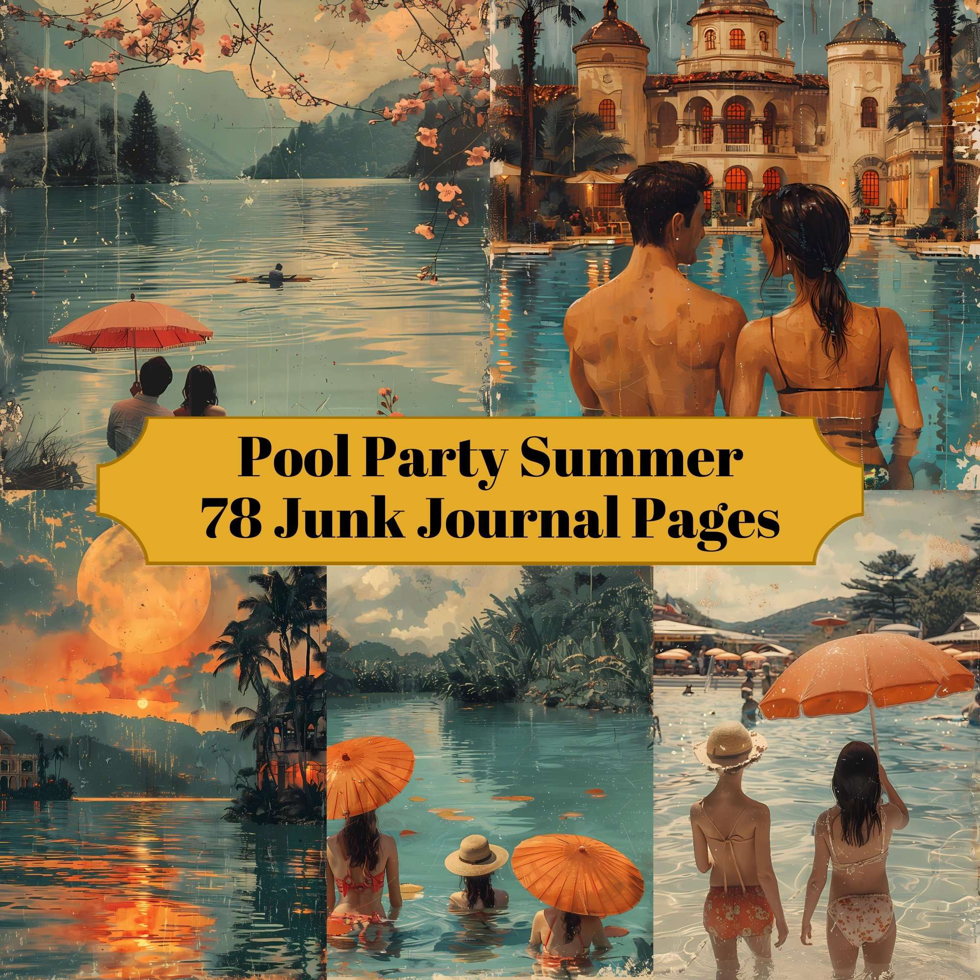 Pool Party Summer Junk Journal Pages
