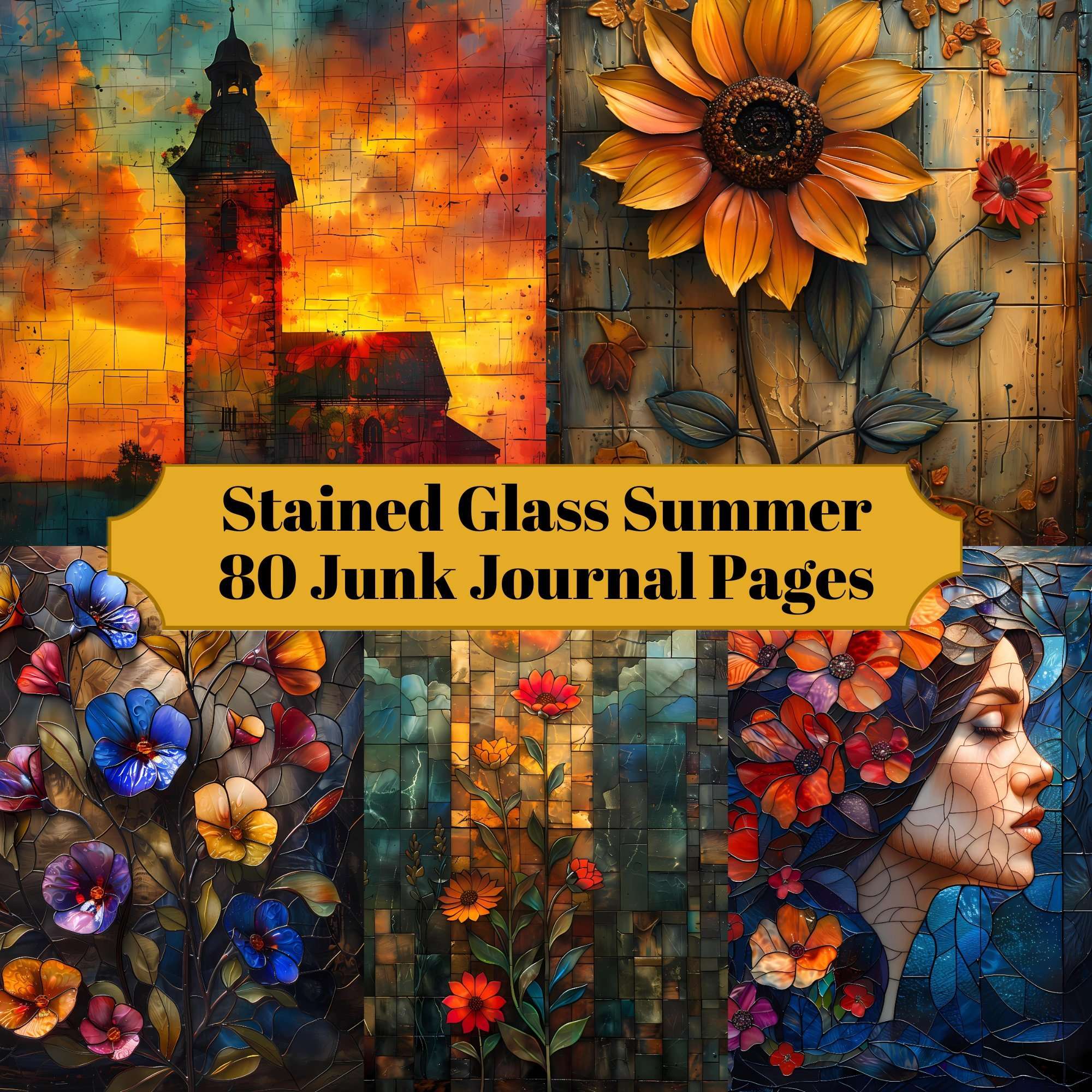 Stained Glass Summer Junk Journal Pages