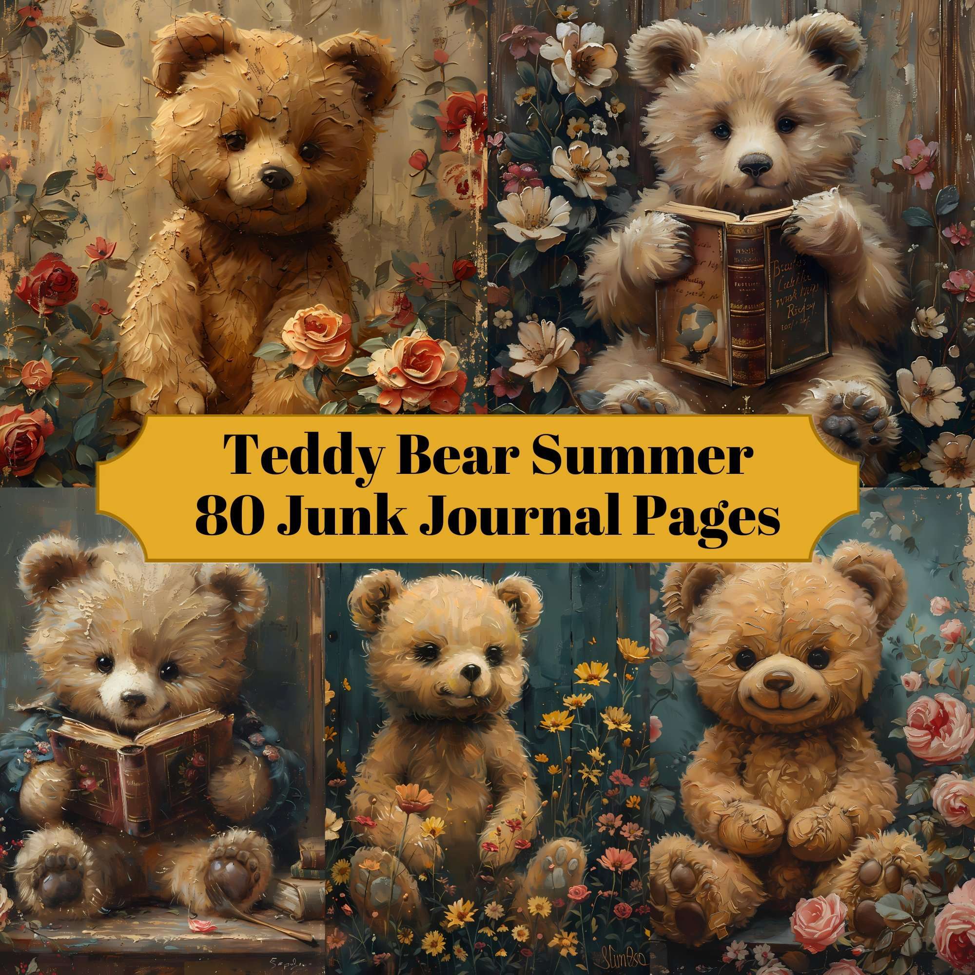 Teddy Bear Summer Junk Journal Pages