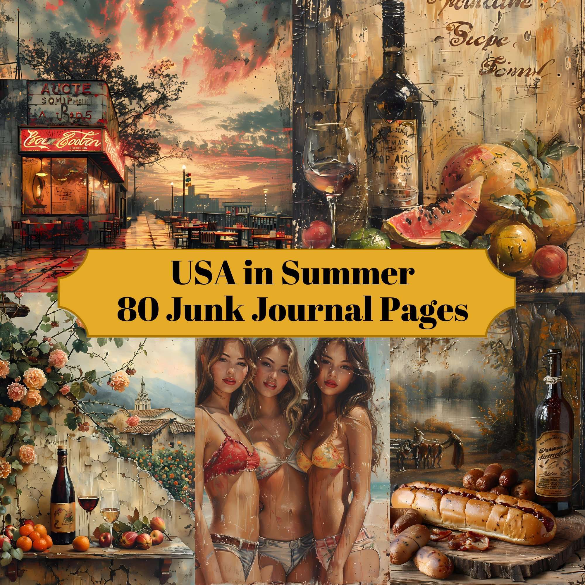 USA In Summer Junk Journal Pages