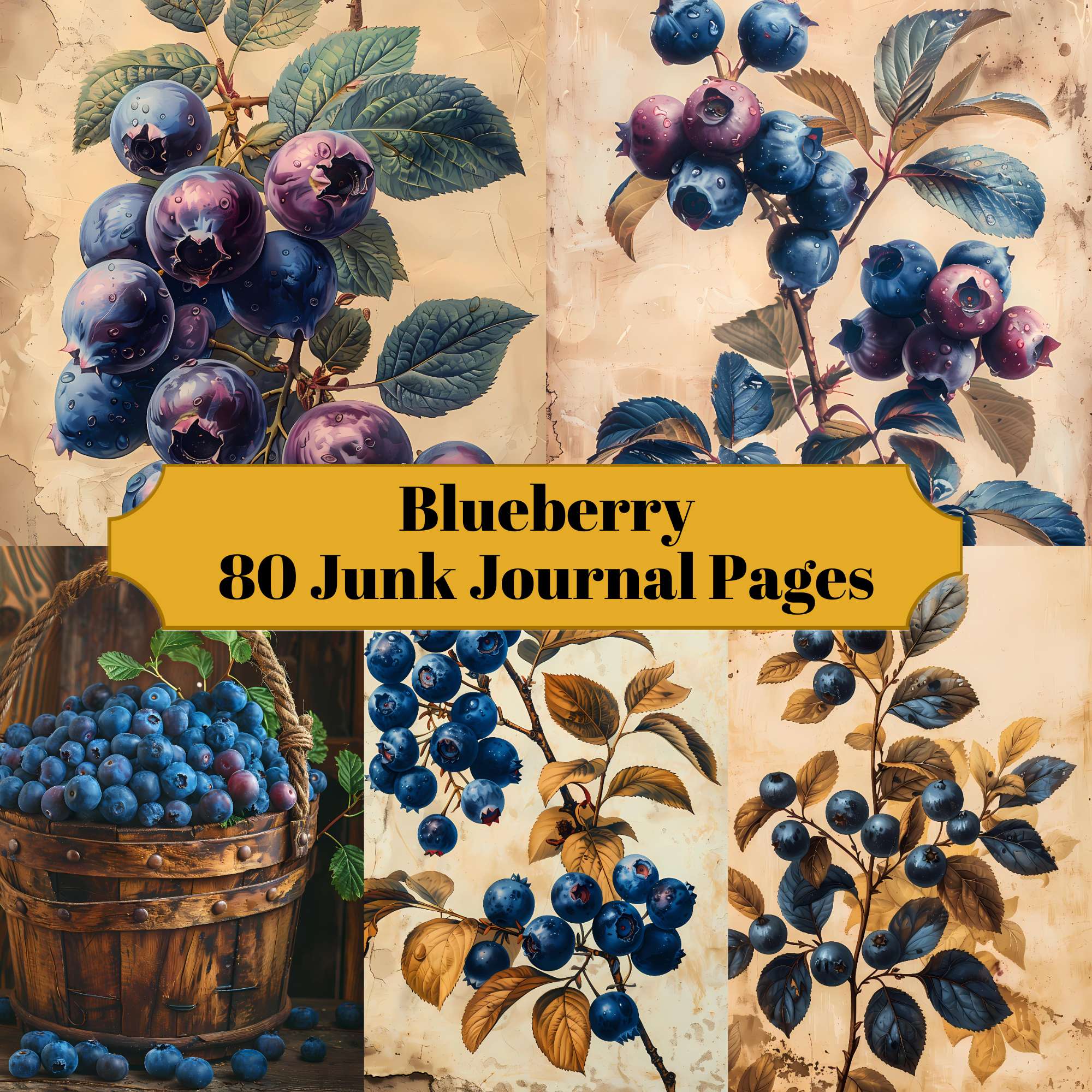 Blueberry Junk Journal Pages