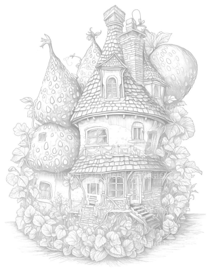 Strawberry Fairy House Coloring Book - CraftNest - Digital Crafting and Art