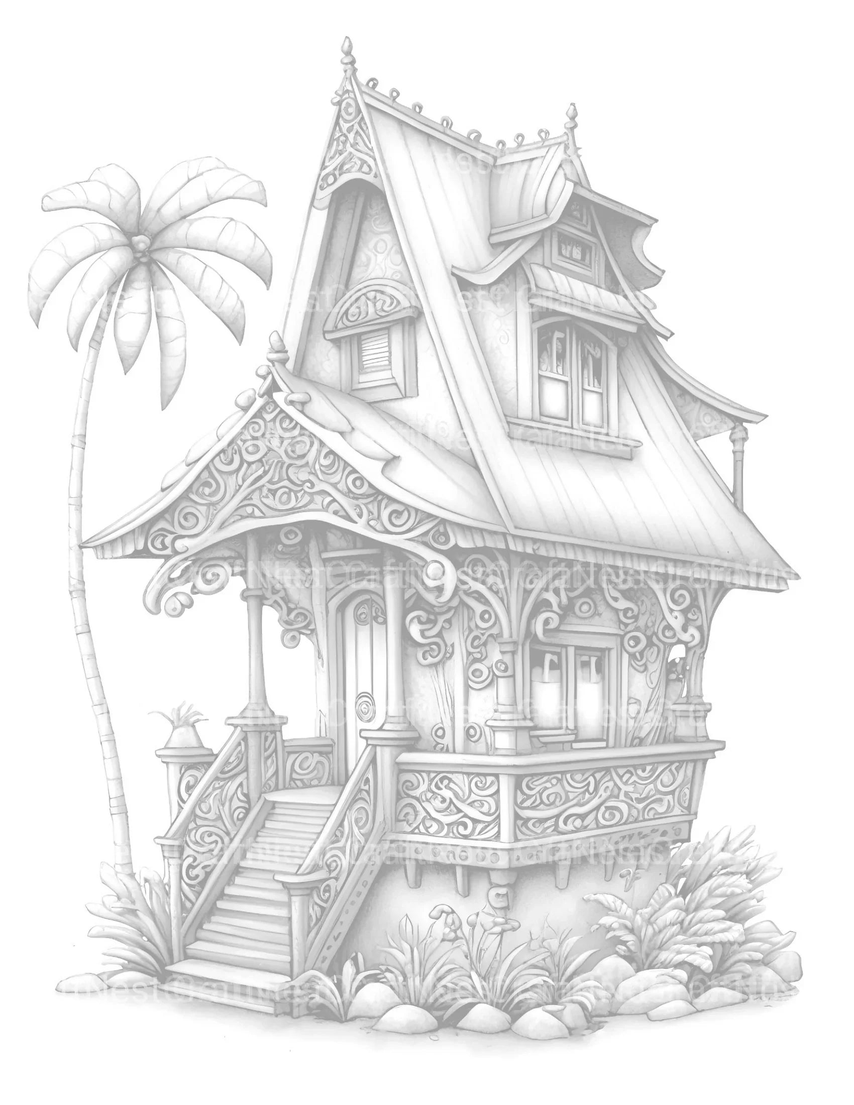Hawaiian Tiny House Coloring Book - CraftNest - Digital Crafting and Art