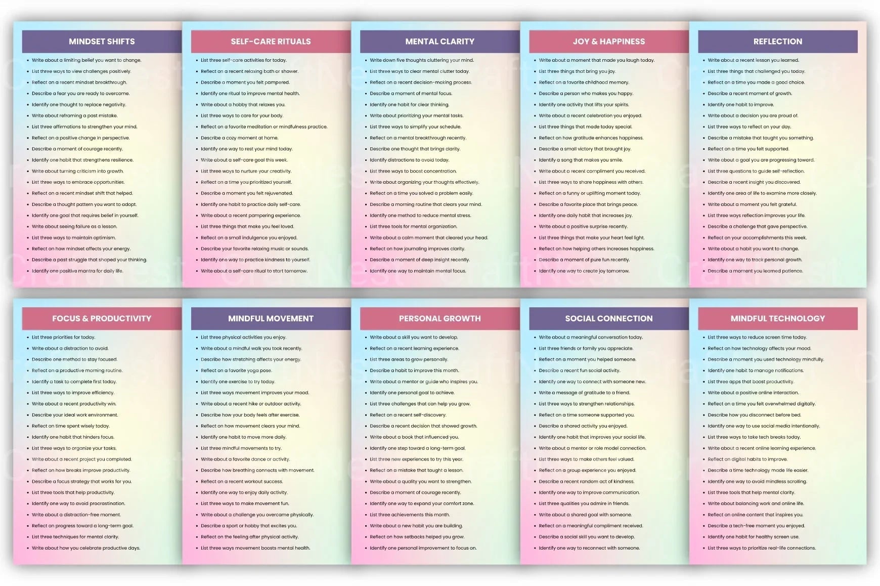 Mental Glow Prompts for Mindfulness and Well-being - CraftNest - Digital Crafting and Art