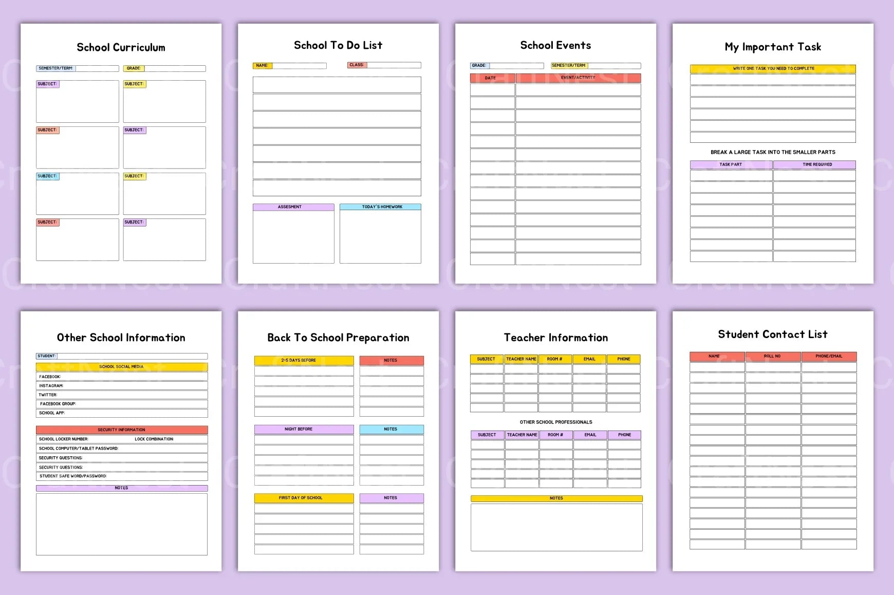 Back to School Planner - CraftNest - Digital Crafting and Art