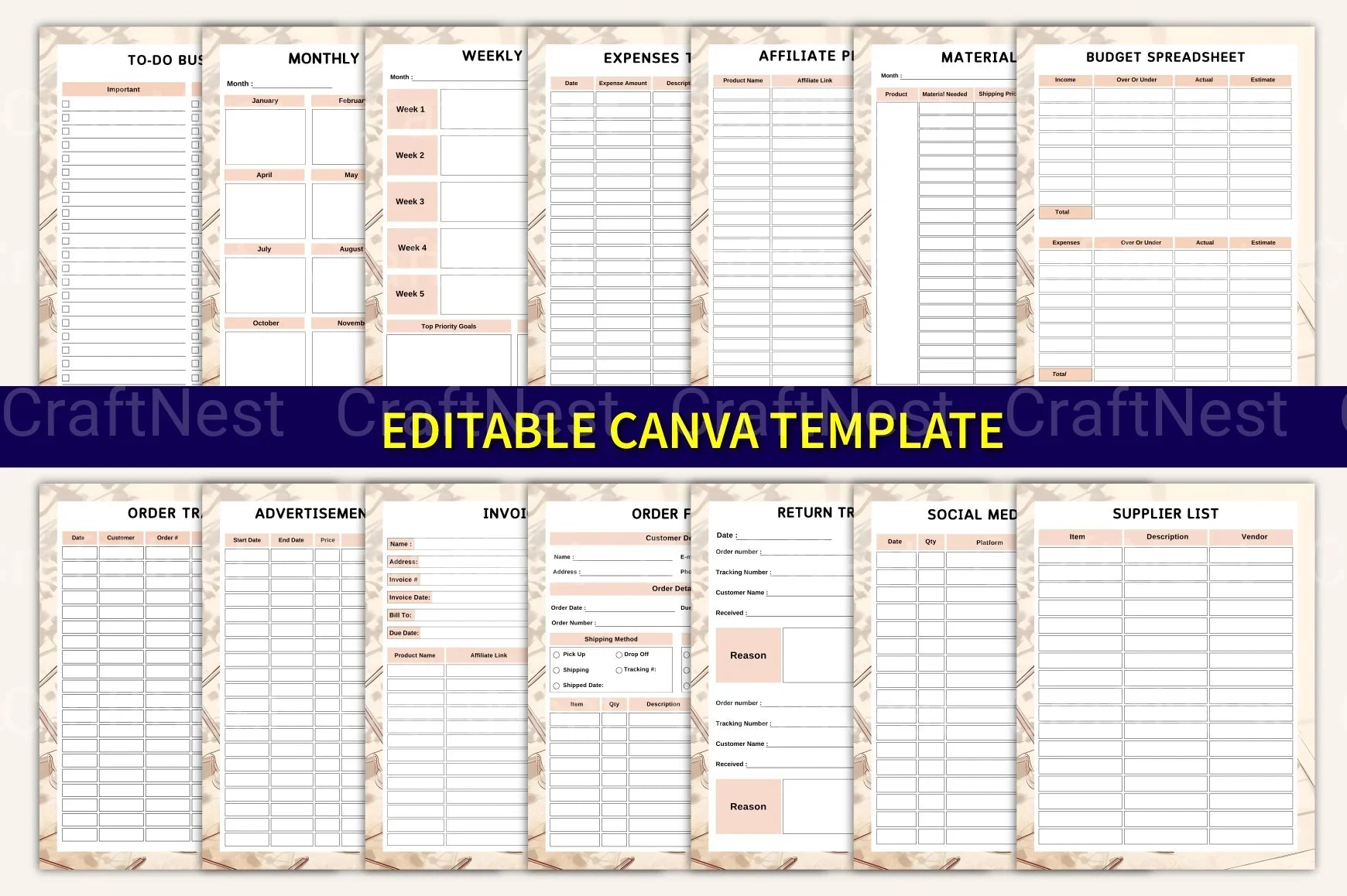 Entrepreneur Side Hustle Organizer - CraftNest - Digital Crafting and Art