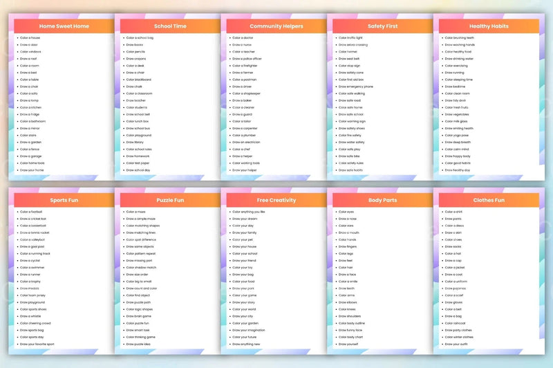 Kids Coloring Activity Prompts - CraftNest - Digital Crafting and Art