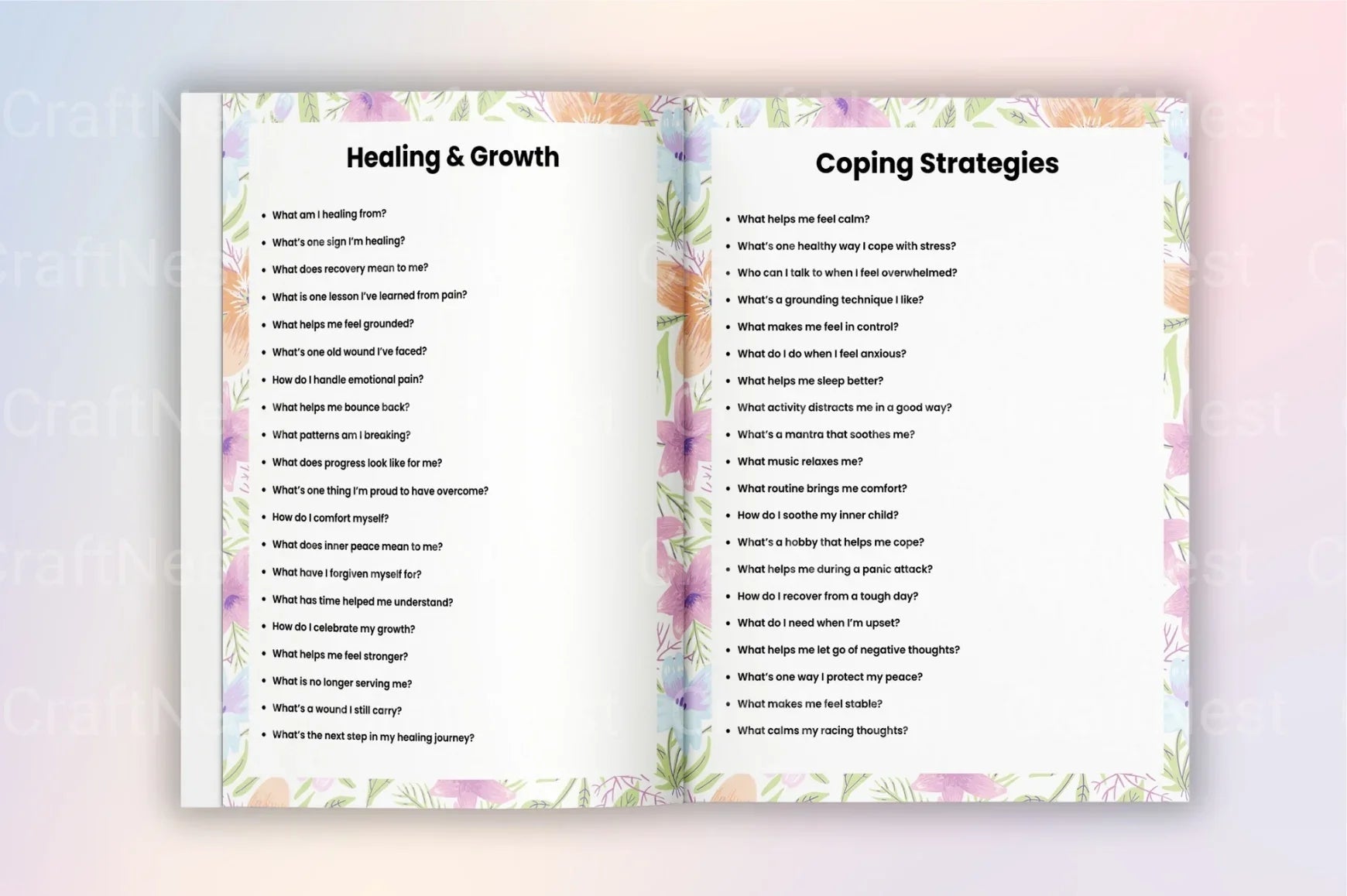 Mental Health Prompts for Well-being - CraftNest - Digital Crafting and Art