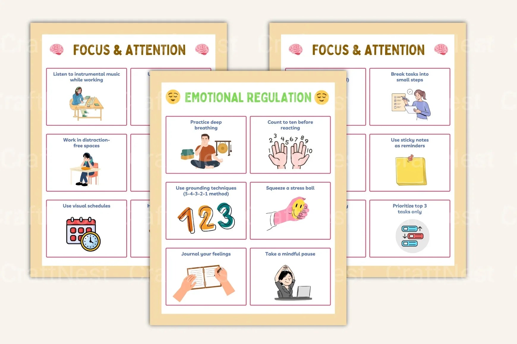 ADHD Coping Skills Cards for Effective Management - CraftNest - Digital Crafting and Art
