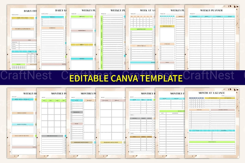 Yearly, Weekly & Monthly Planner 2024 - CraftNest - Digital Crafting and Art