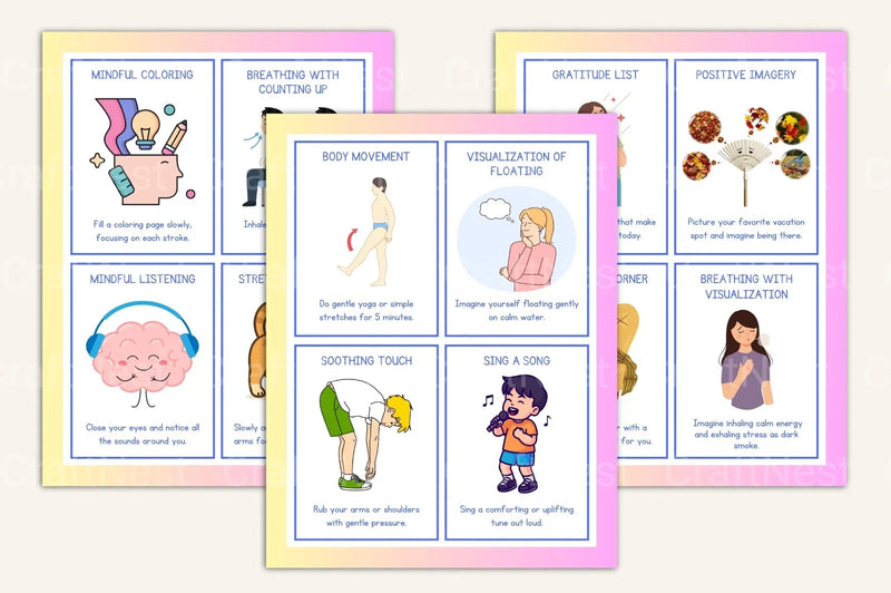 Calming Strategies Coping Skills Cards for Stress Relief - CraftNest - Digital Crafting and Art