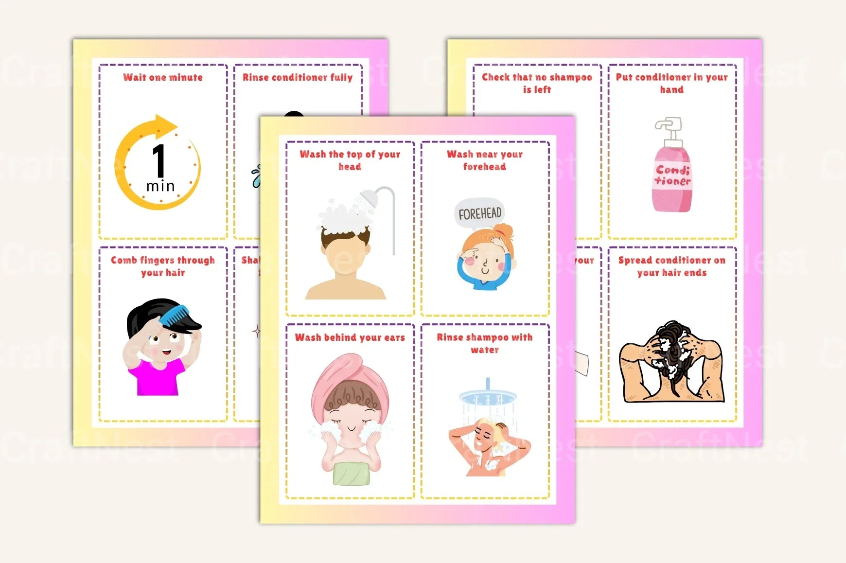Shower Sequence Cards for Boys - CraftNest - Digital Crafting and Art