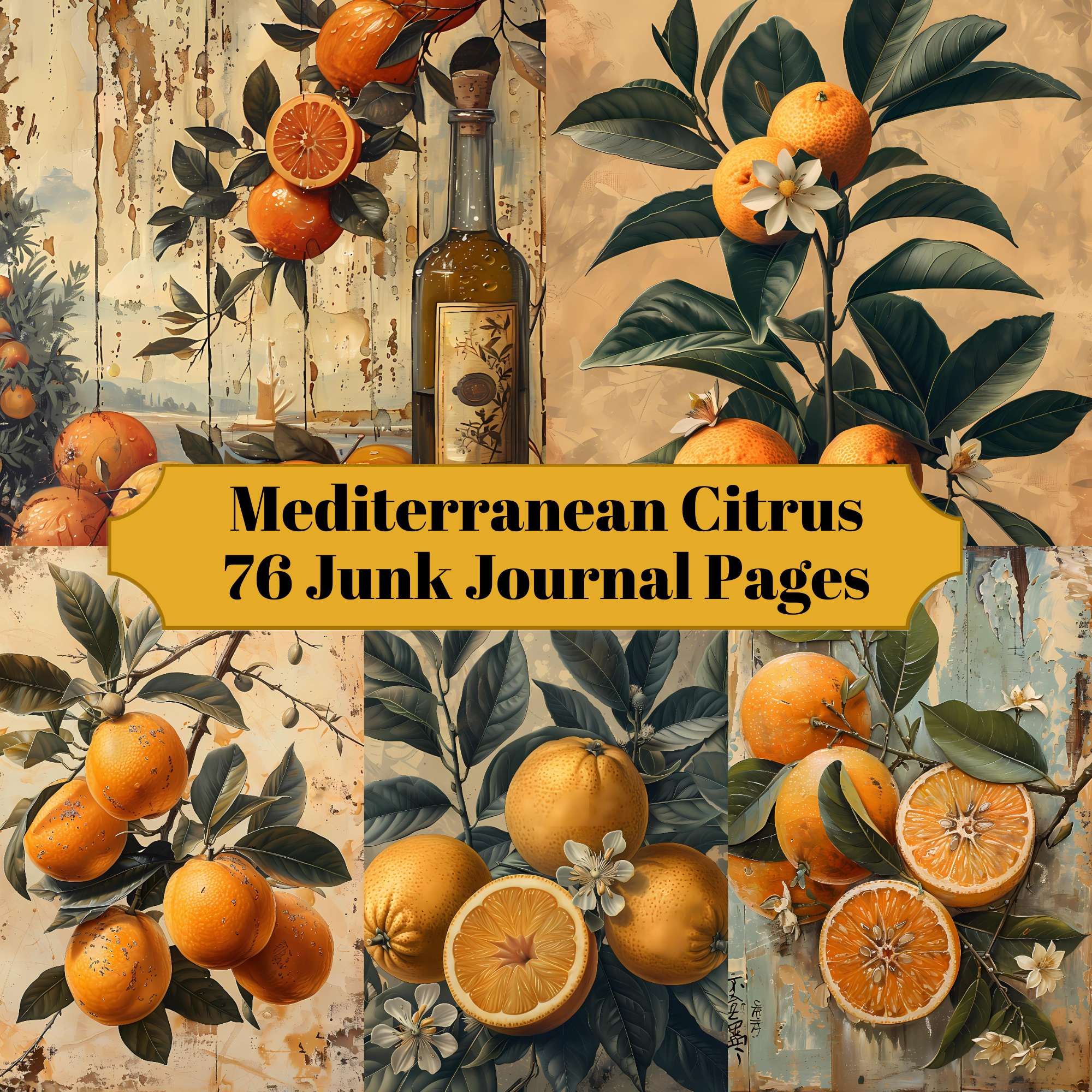 Mediterranean Citrus Junk Journal Pages