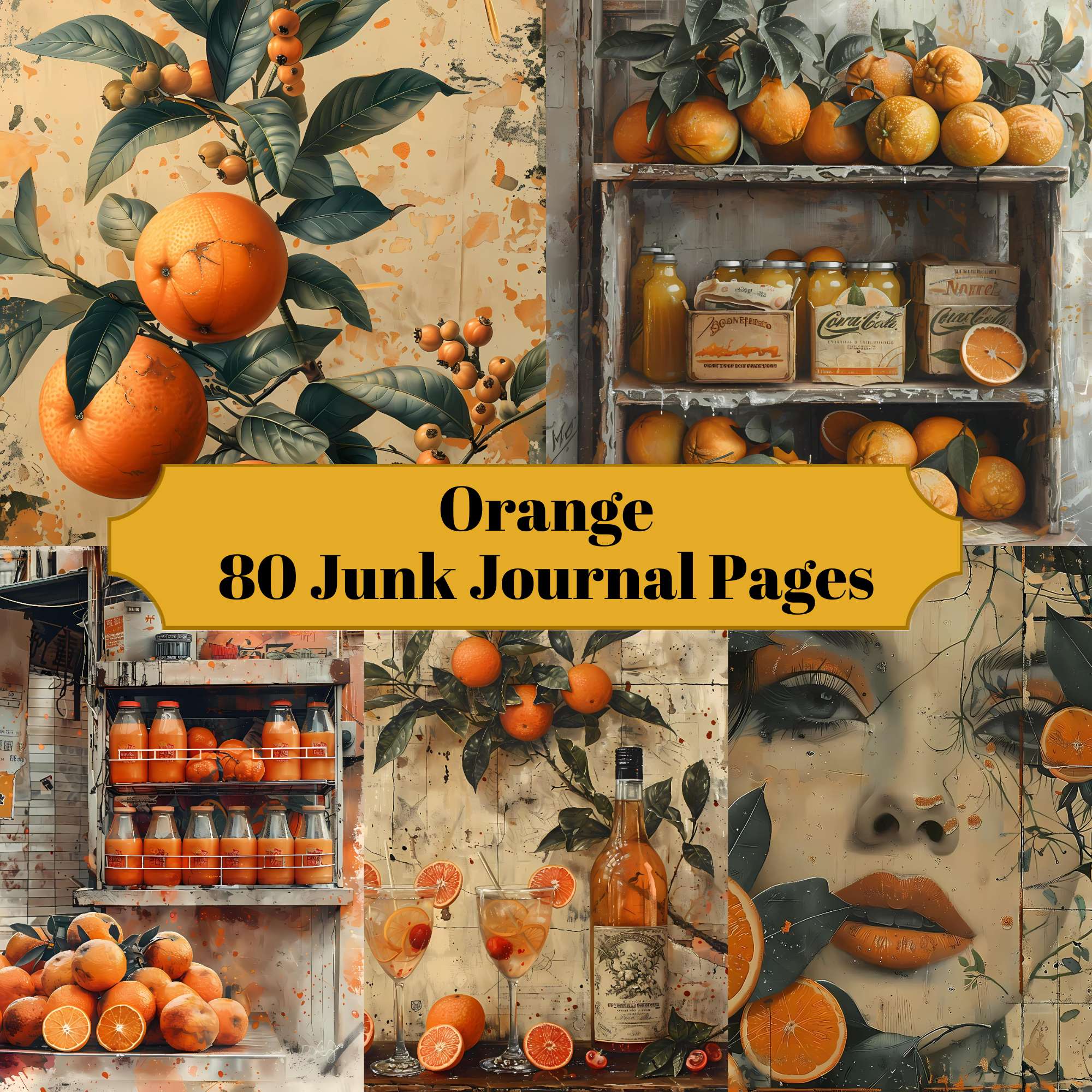 Orange Junk Journal Pages