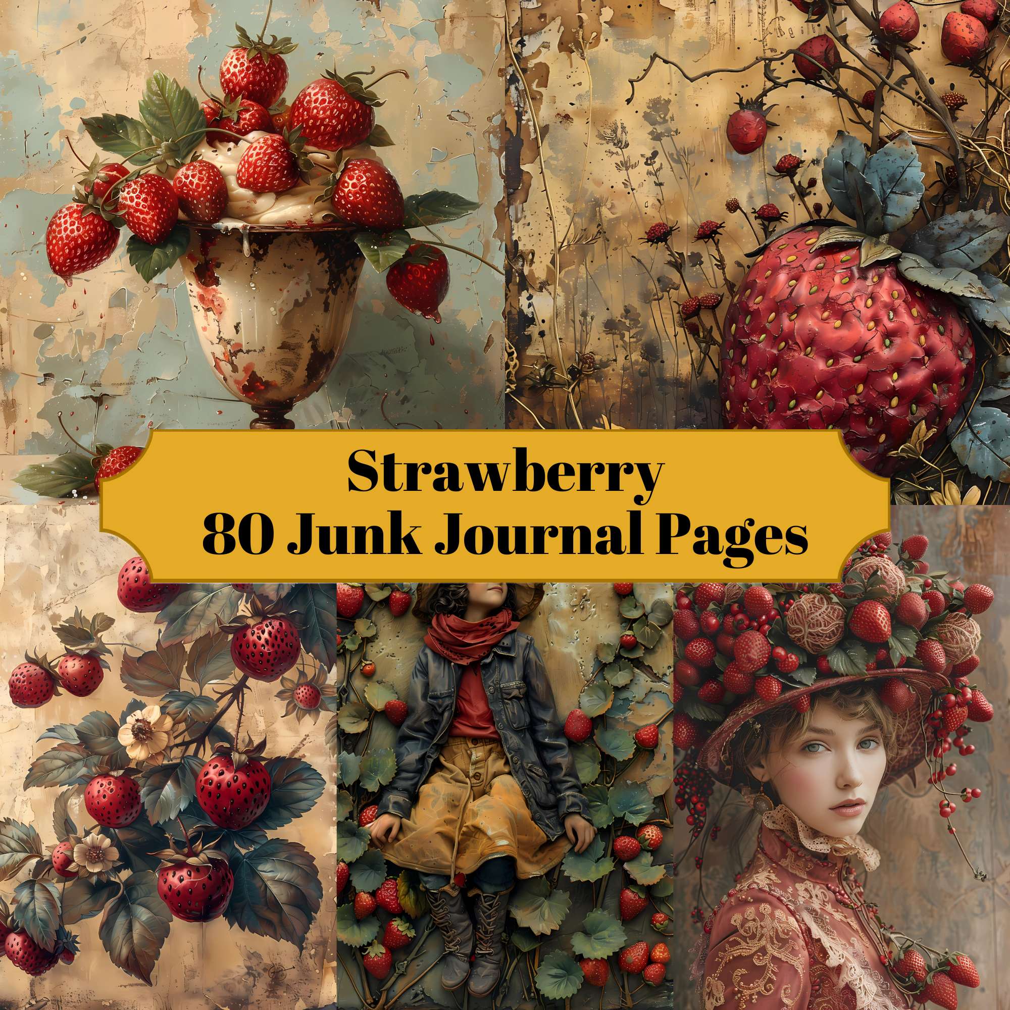 Strawberry Junk Journal Pages