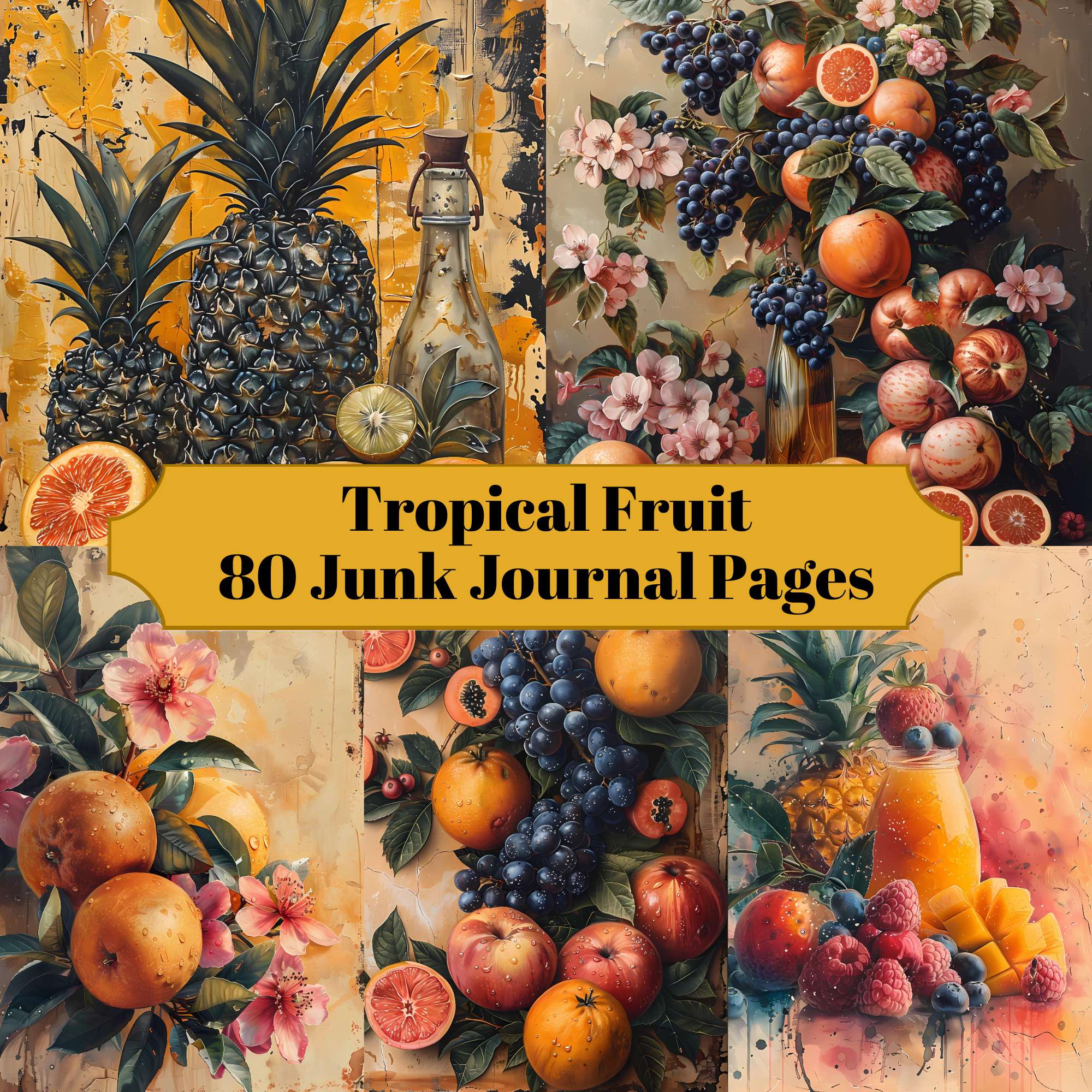Tropical Fruit Junk Journal Pages