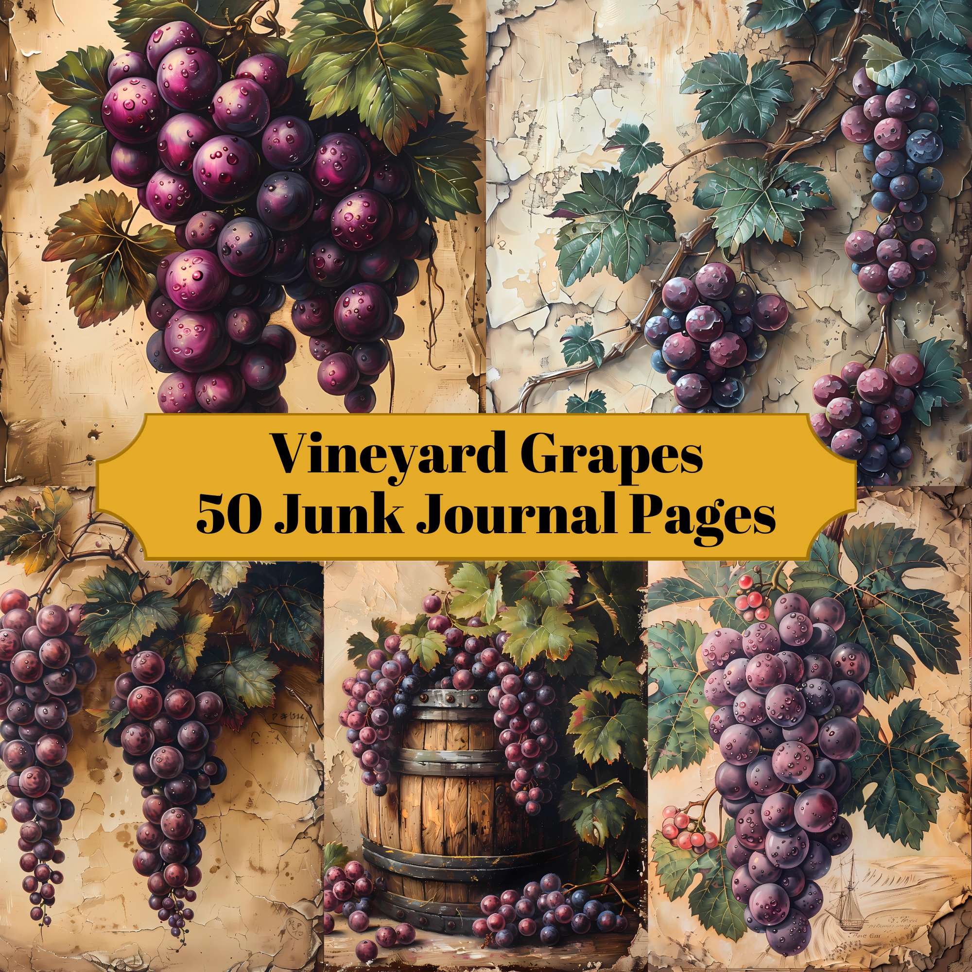 Vineyard Grapes Junk Journal Pages