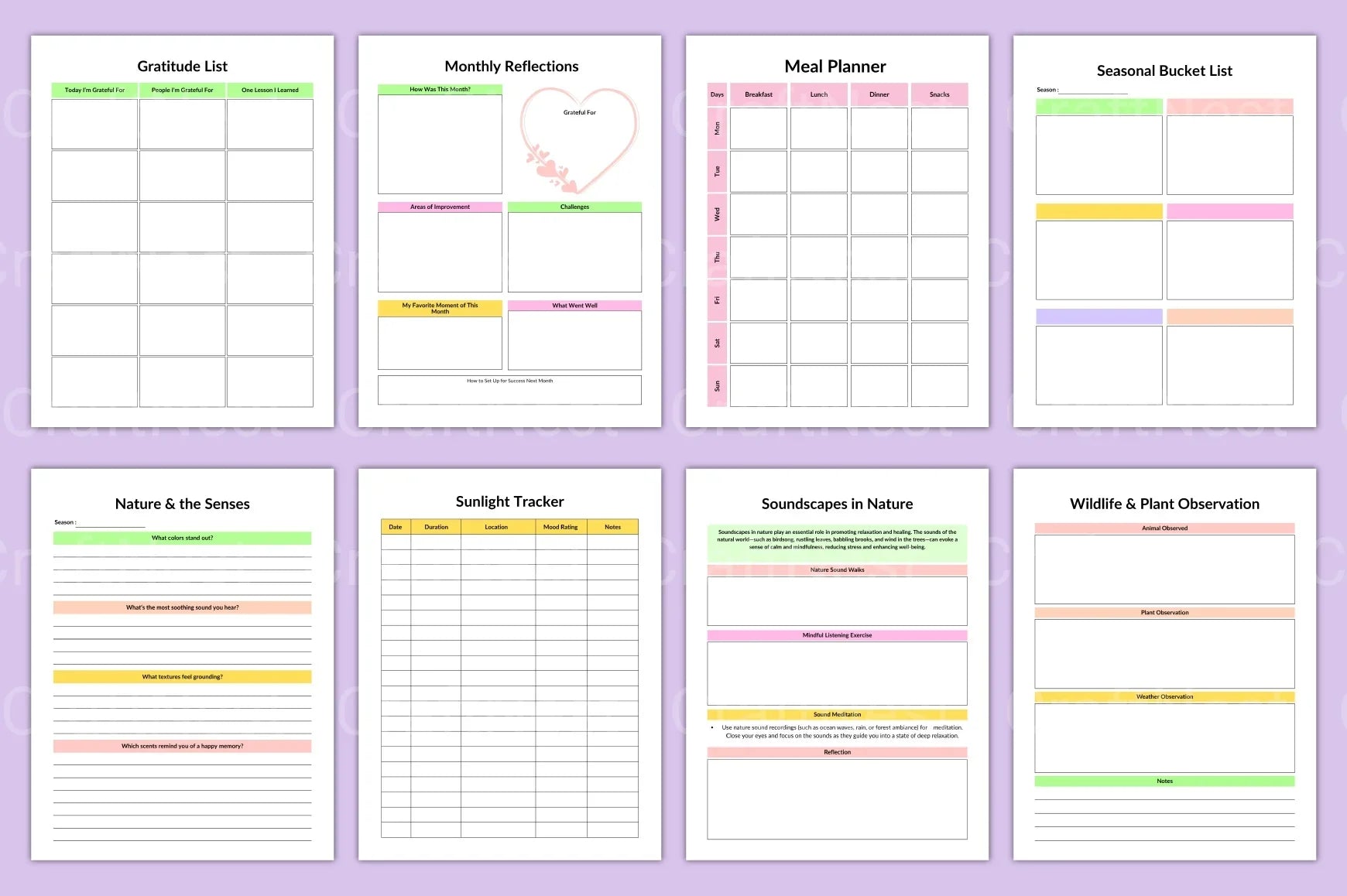 Ecotherapy Planner for Wellness and Nature Connection - CraftNest - Digital Crafting and Art
