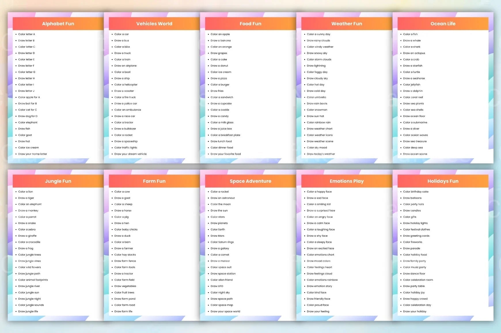 Kids Coloring Activity Prompts - CraftNest - Digital Crafting and Art