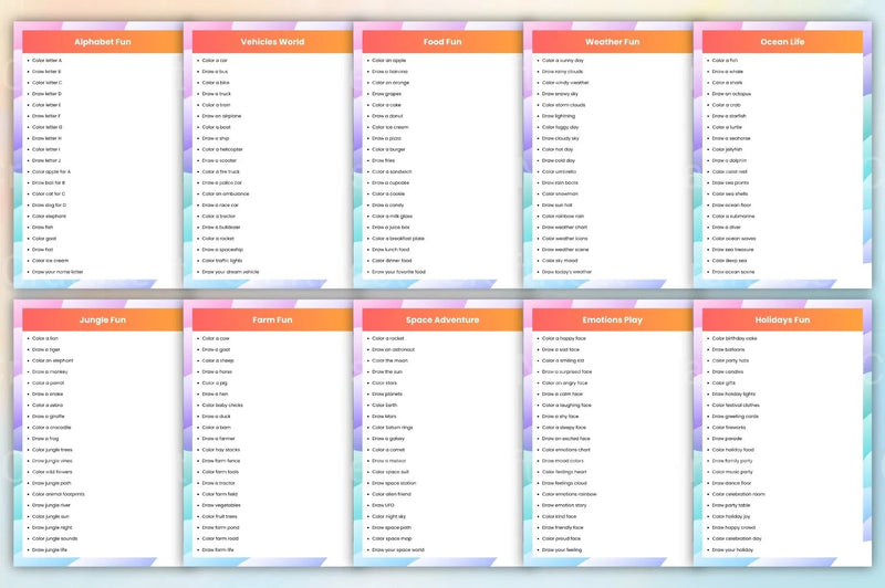 Kids Coloring Activity Prompts - CraftNest - Digital Crafting and Art