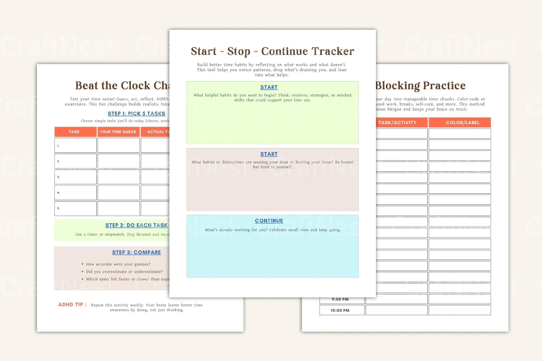 ADHD Time Management Worksheets for Improved Focus - CraftNest - Digital Crafting and Art