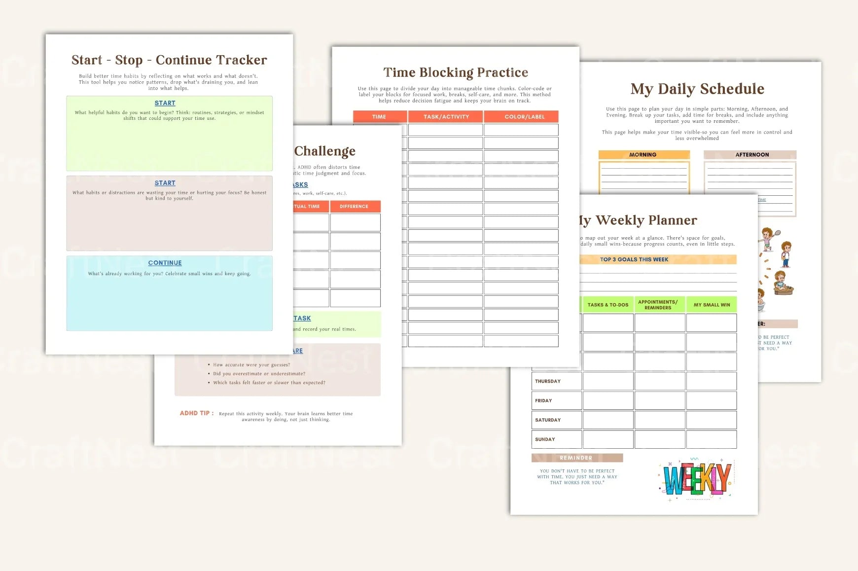 Effective ADHD Time Management Worksheets - CraftNest - Digital Crafting and Art
