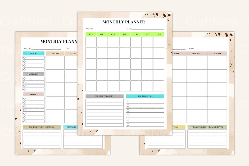 Yearly, Weekly & Monthly Planner 2024 - CraftNest - Digital Crafting and Art
