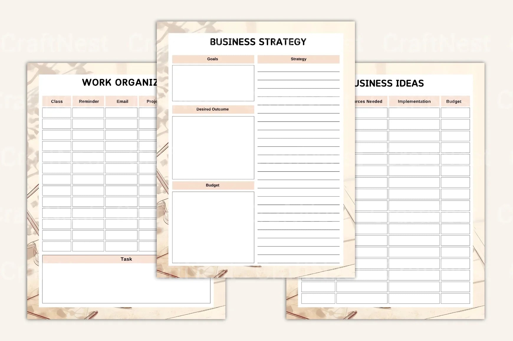Entrepreneur Side Hustle Organizer - CraftNest - Digital Crafting and Art