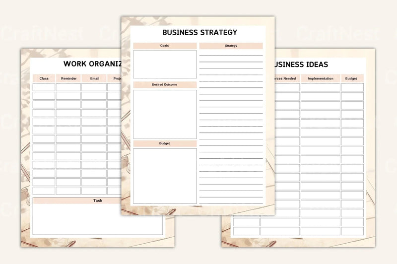 Entrepreneur Side Hustle Organizer - CraftNest - Digital Crafting and Art