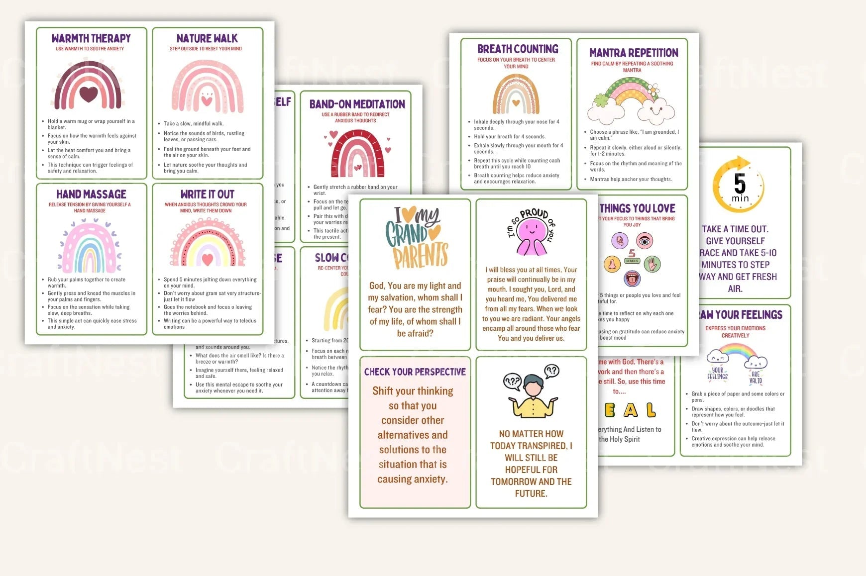 Anxiety Coping Skills Cards for Stress Relief - CraftNest - Digital Crafting and Art
