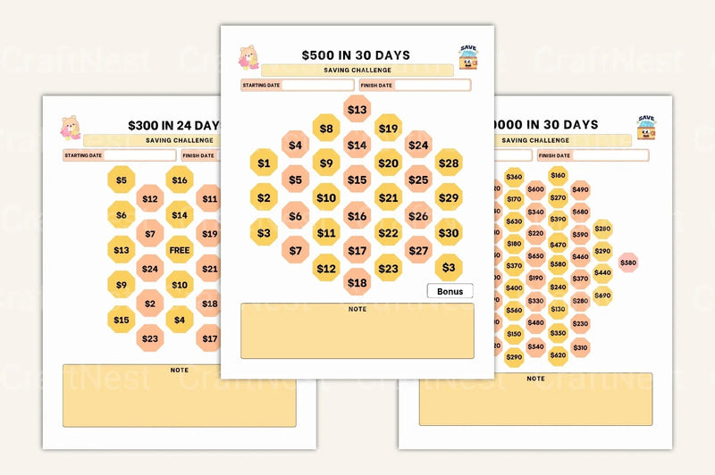 Financial Savings Challenge Guide - CraftNest - Digital Crafting and Art