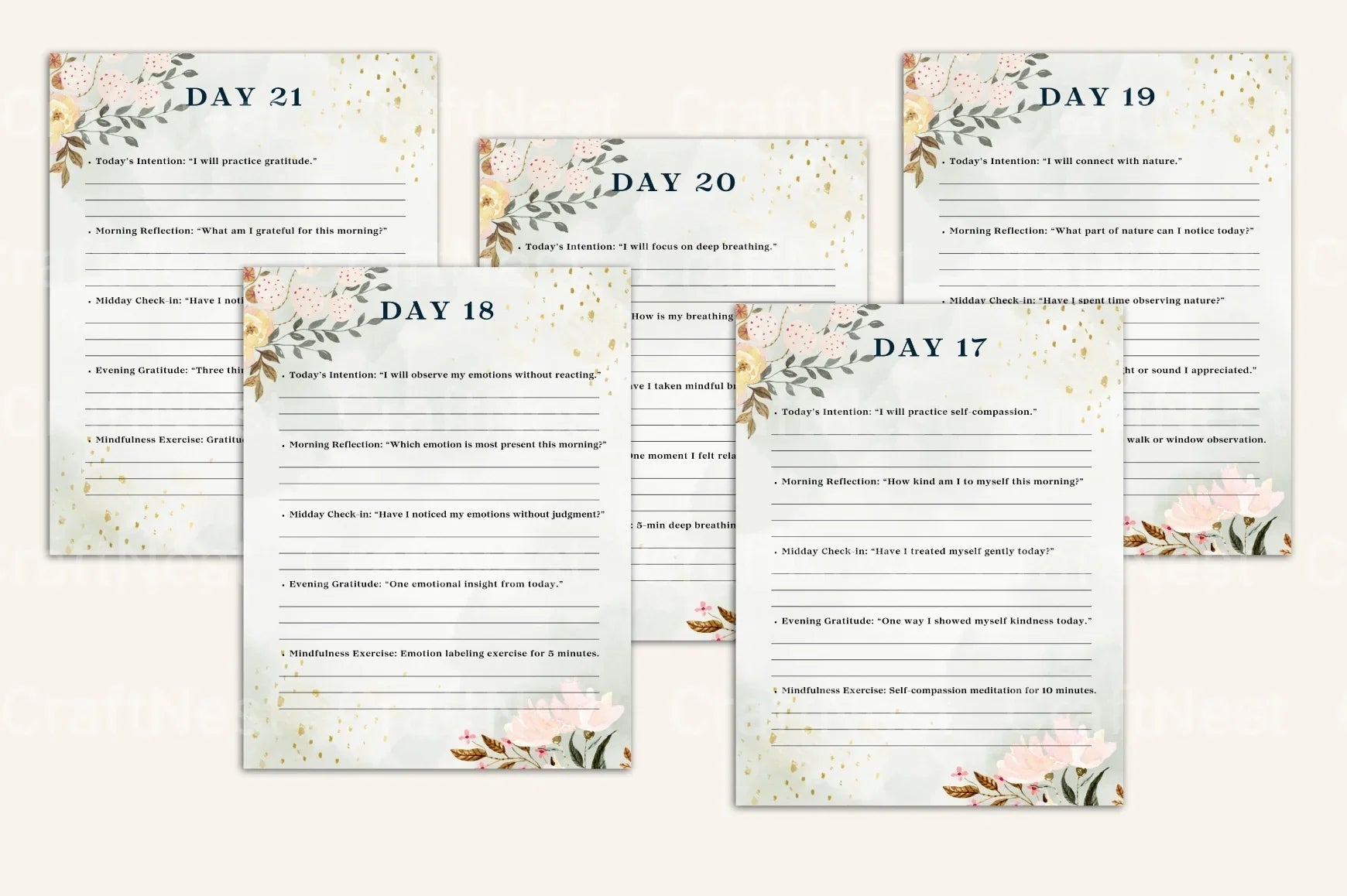 Daily Mindfulness Prompts for Enhanced Well-being - CraftNest - Digital Crafting and Art