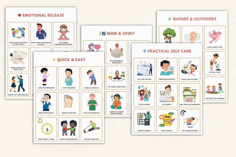 Self Care Bingo Cards for Wellness and Relaxation - CraftNest - Digital Crafting and Art