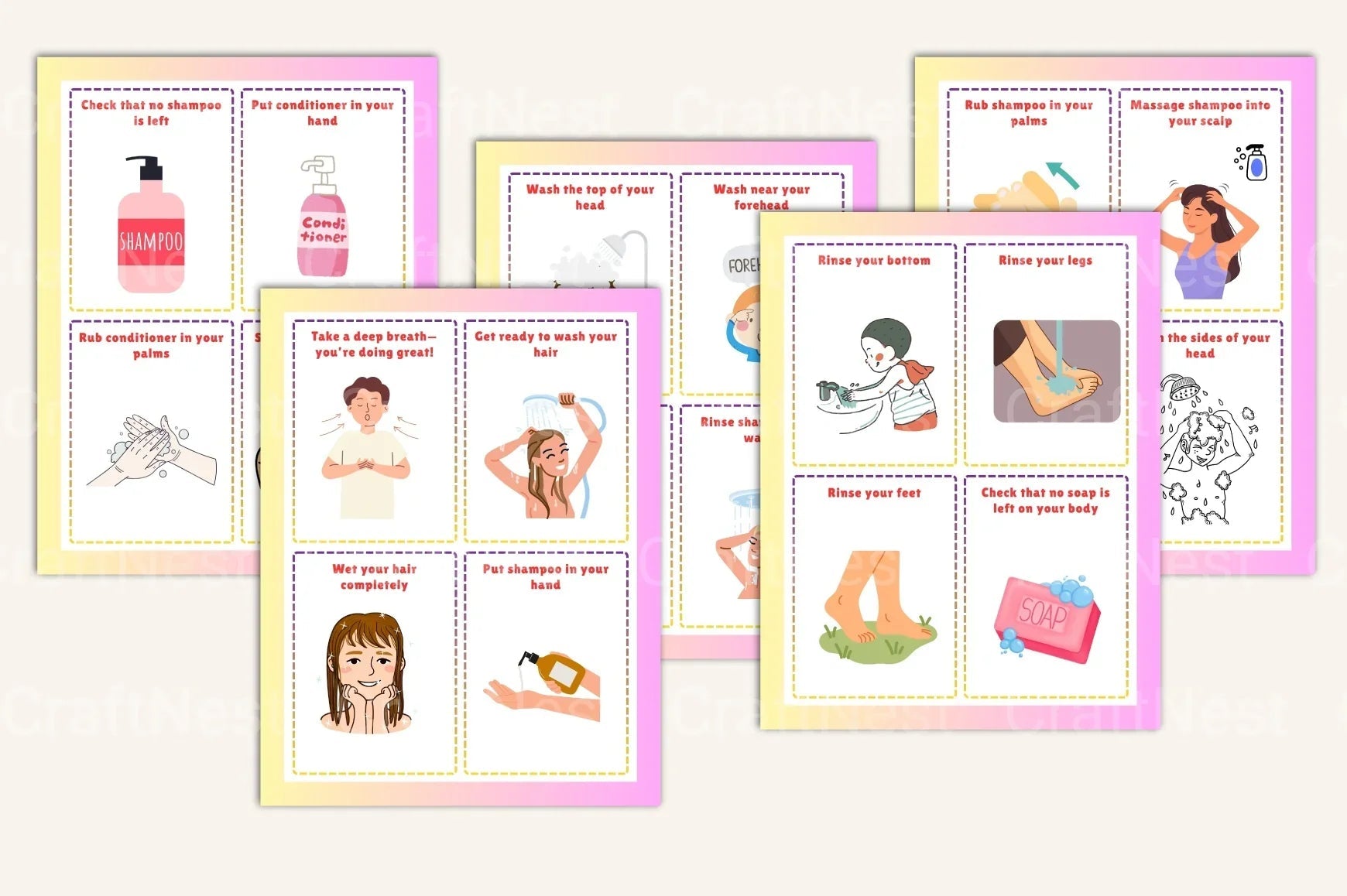 Shower Sequence Cards for Boys - CraftNest - Digital Crafting and Art