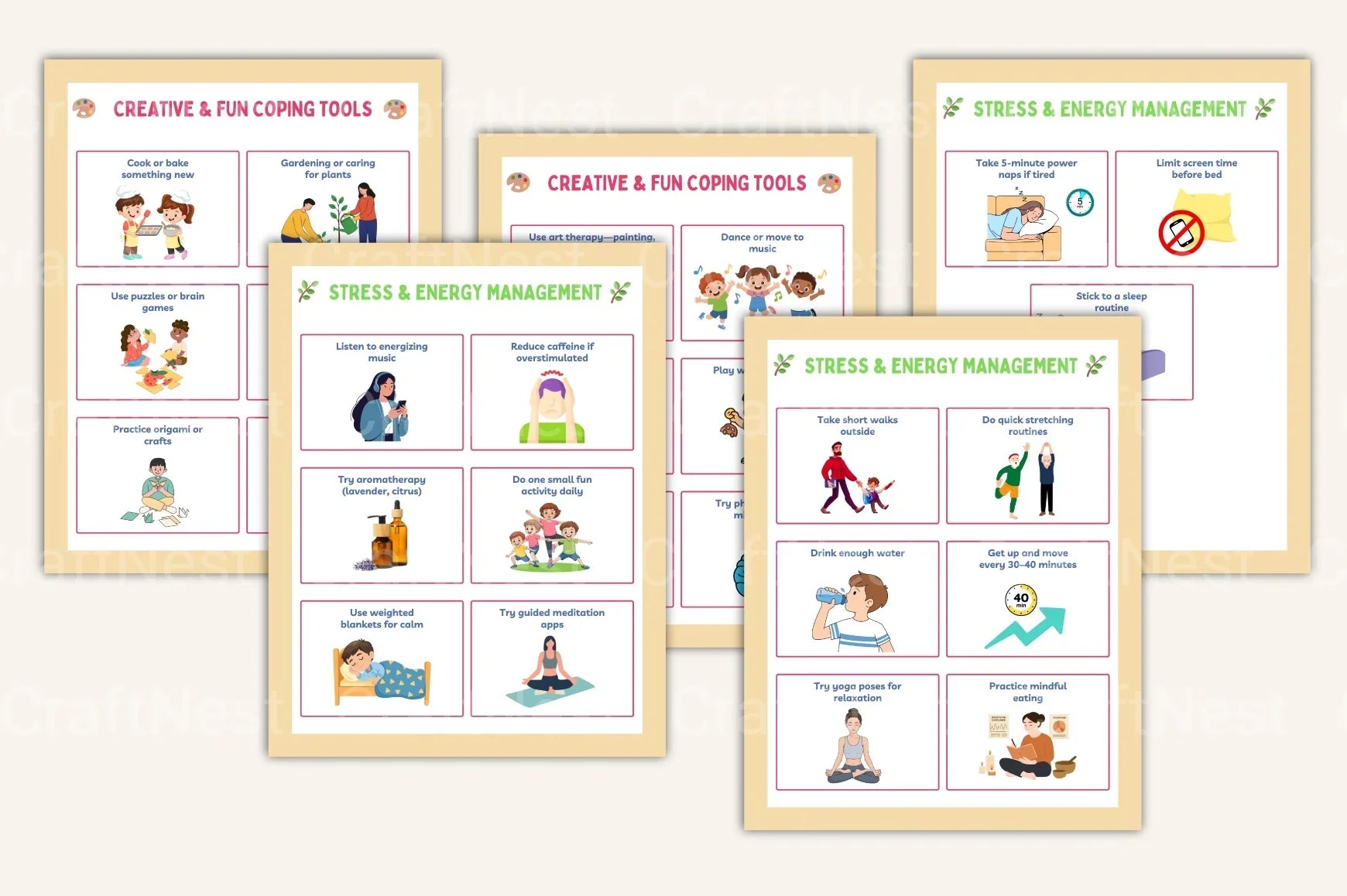 ADHD Coping Skills Cards for Effective Management - CraftNest - Digital Crafting and Art