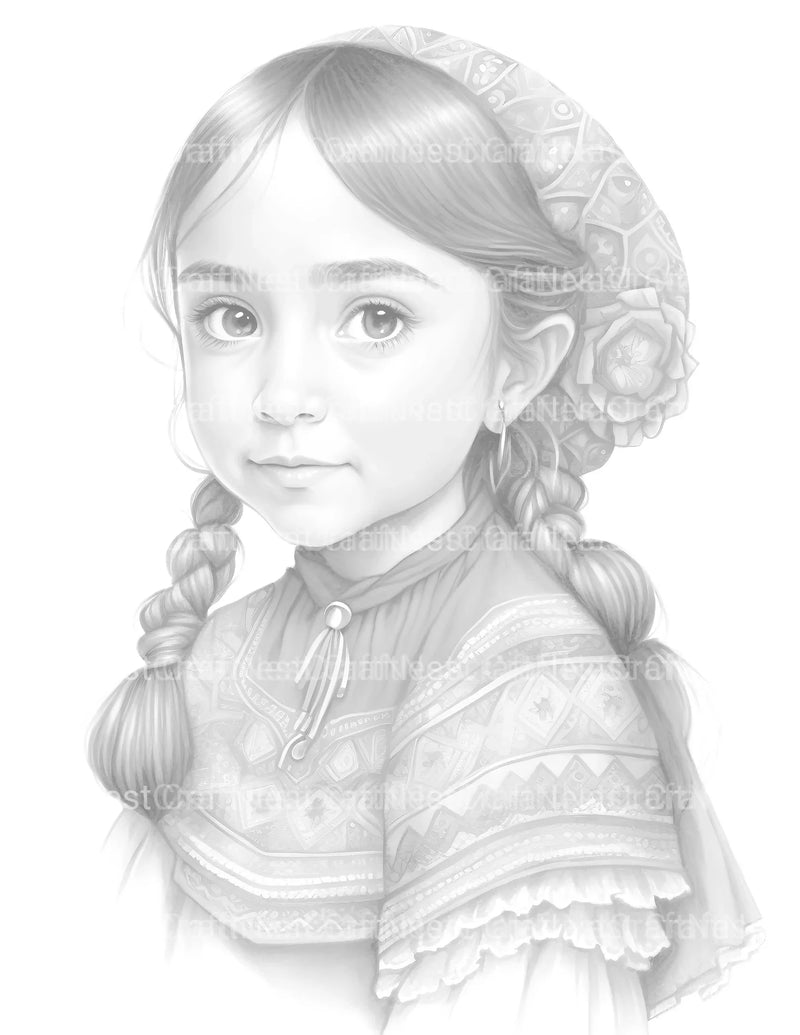 Cute Mexican Girl Coloring Book - CraftNest - Digital Crafting and Art