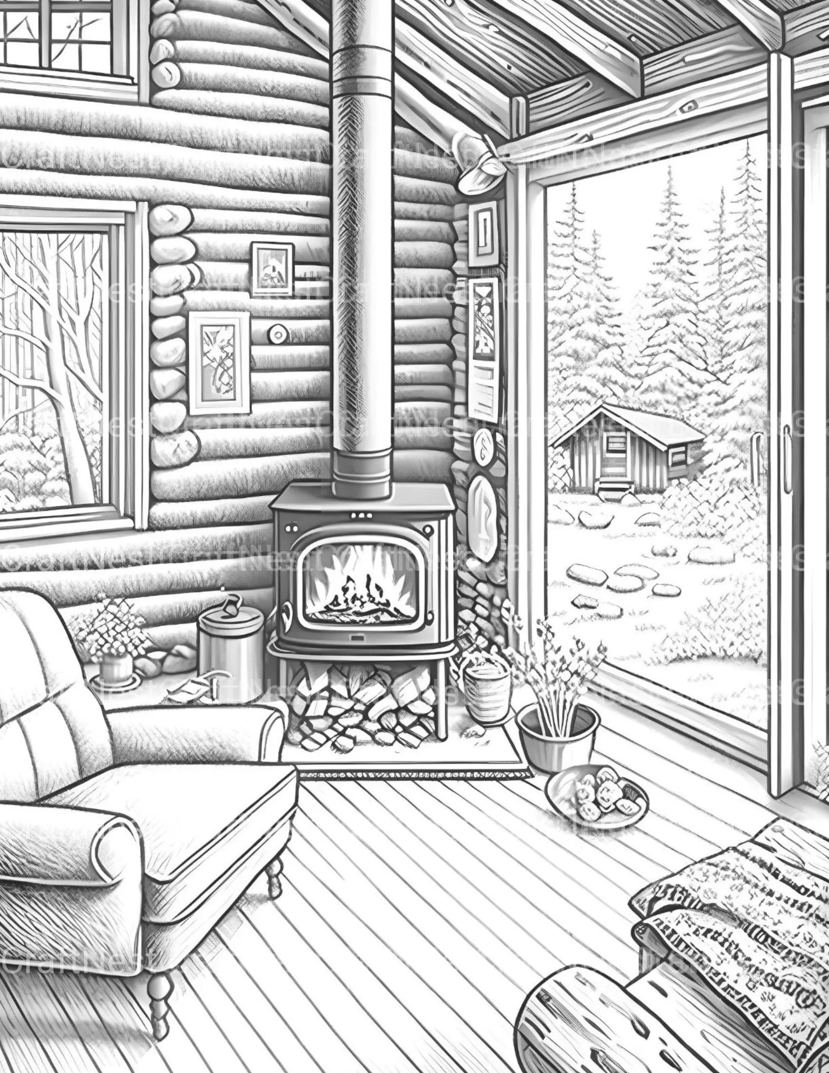 Cozy Cabins Coloring Book - CraftNest - Digital Crafting and Art