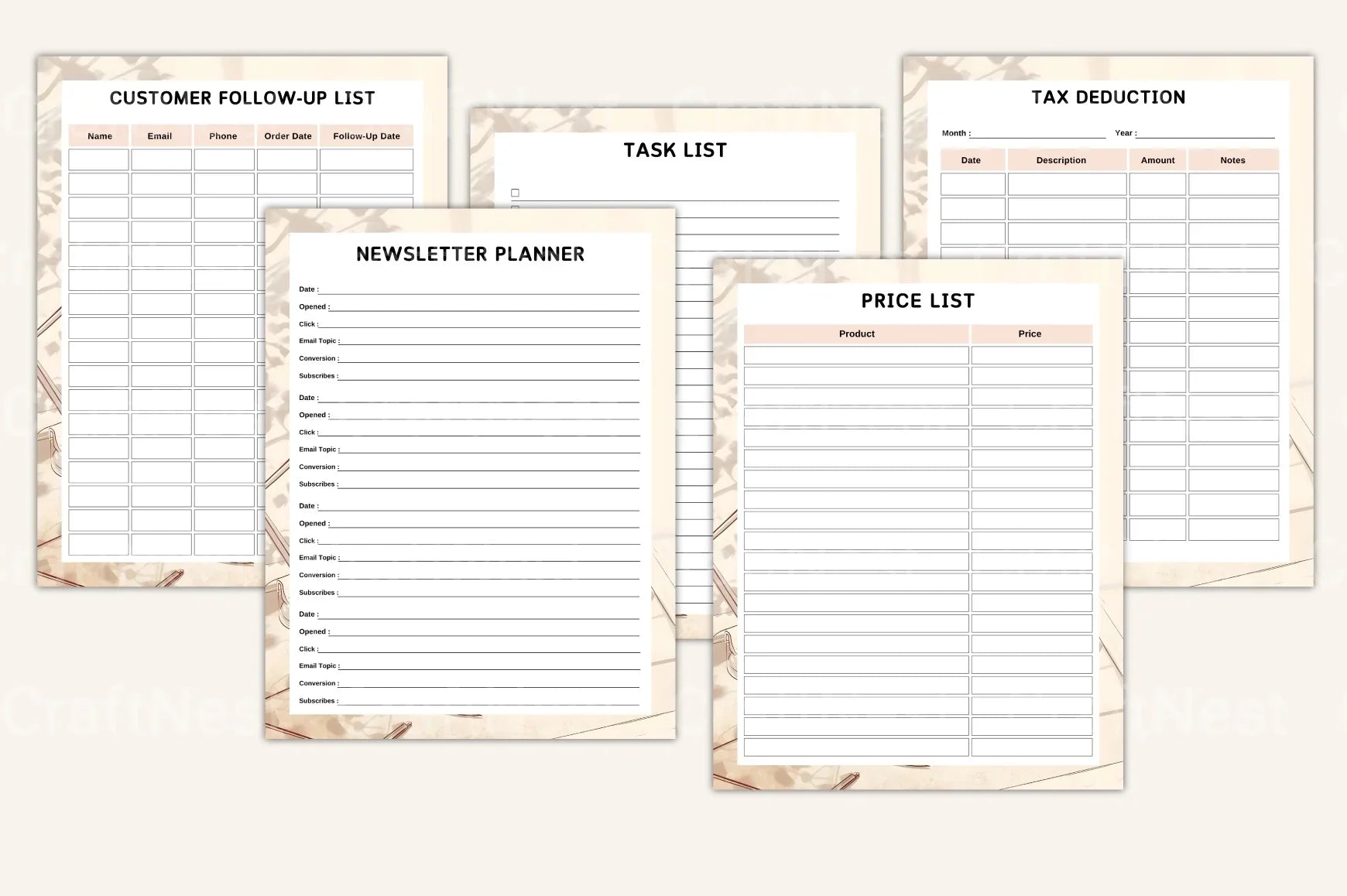 Entrepreneur Side Hustle Organizer - CraftNest - Digital Crafting and Art
