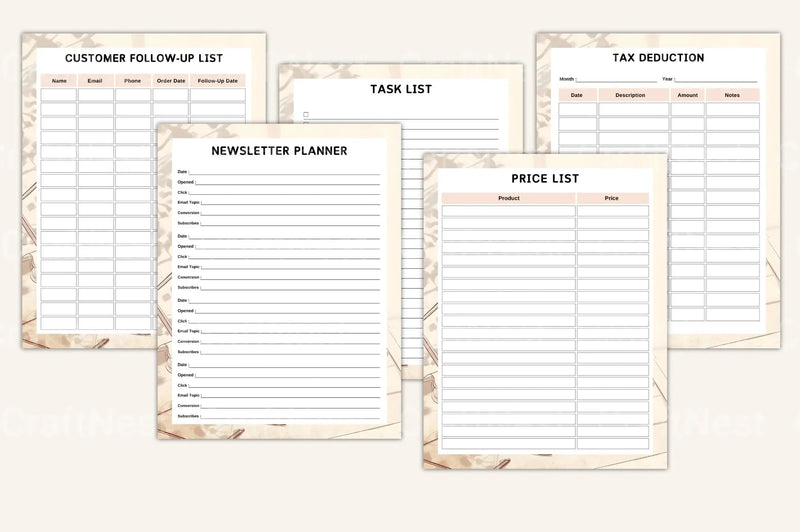 Entrepreneur Side Hustle Organizer - CraftNest - Digital Crafting and Art