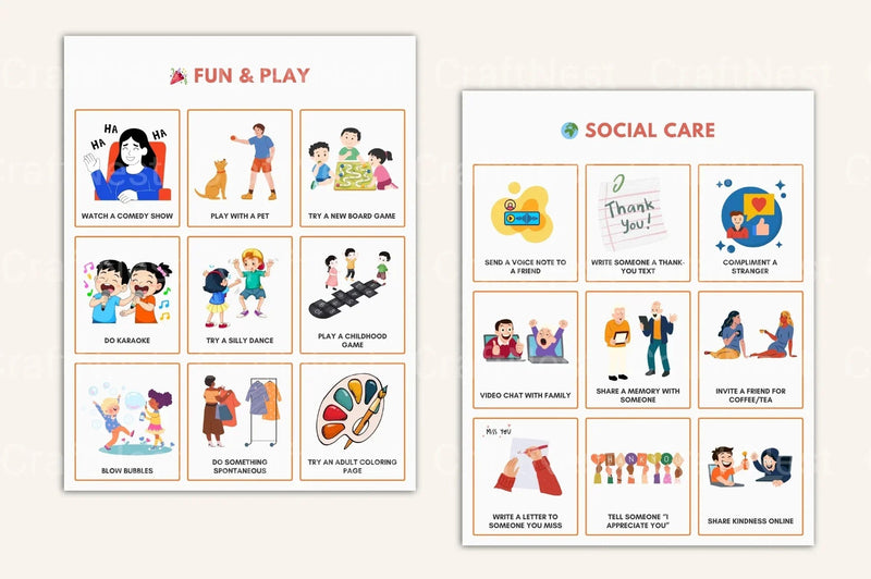 Self Care Bingo Cards for Wellness and Relaxation - CraftNest - Digital Crafting and Art
