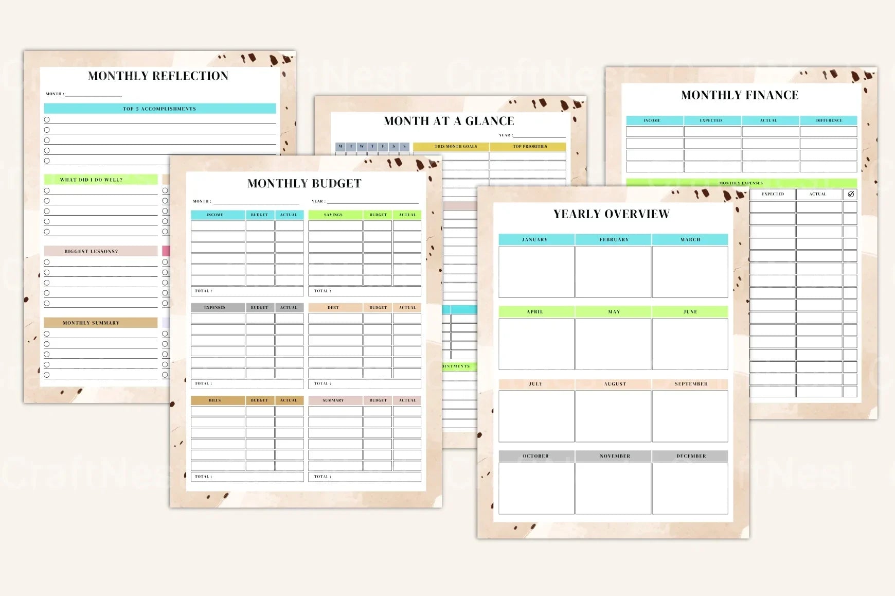Yearly, Weekly & Monthly Planner 2024 - CraftNest - Digital Crafting and Art