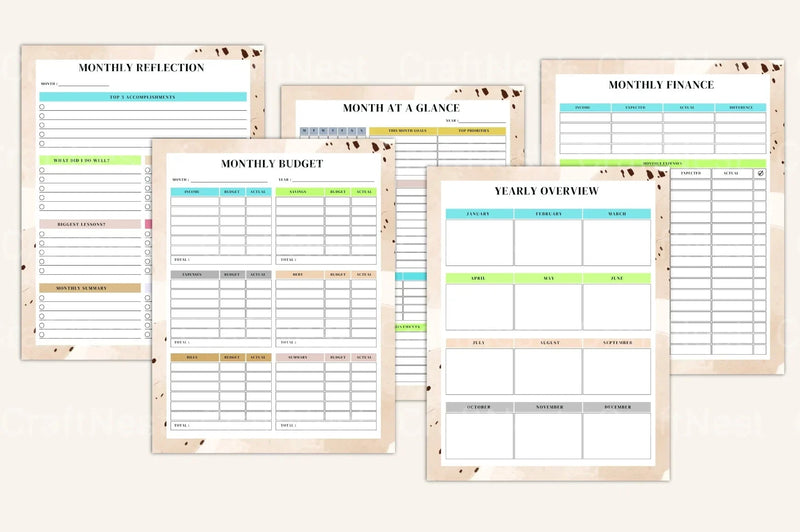 Yearly, Weekly & Monthly Planner 2024 - CraftNest - Digital Crafting and Art