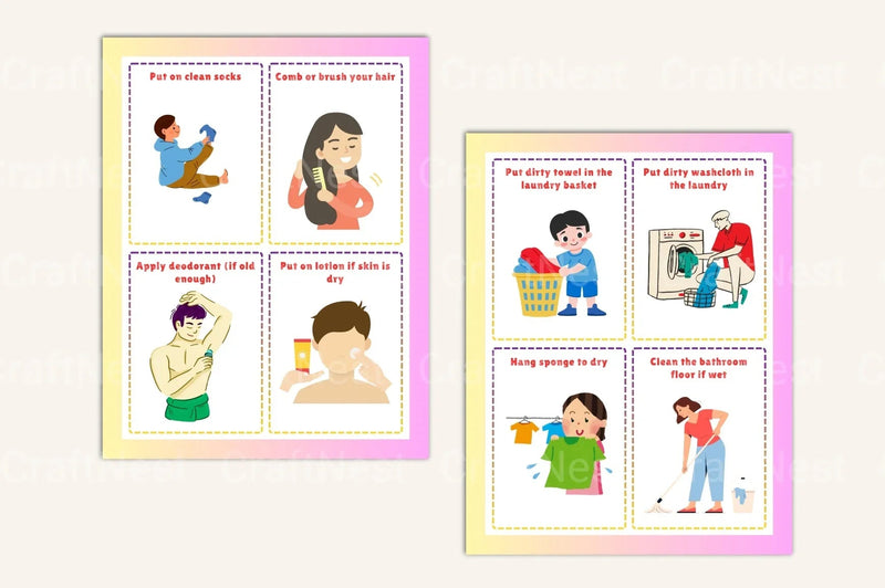 Shower Sequence Cards for Boys - CraftNest - Digital Crafting and Art