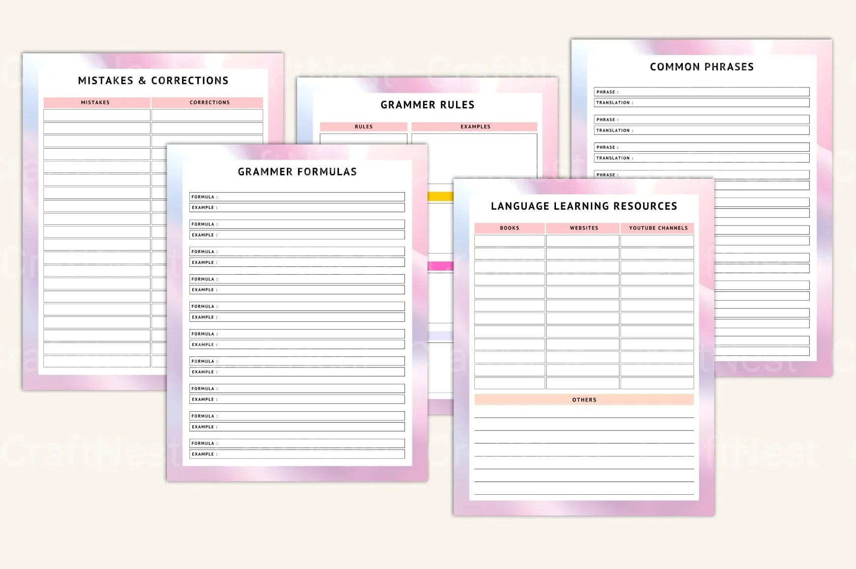 Language Practice Progress Tracker - CraftNest - Digital Crafting and Art