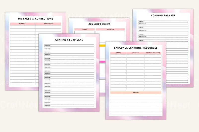Language Practice Progress Tracker - CraftNest - Digital Crafting and Art